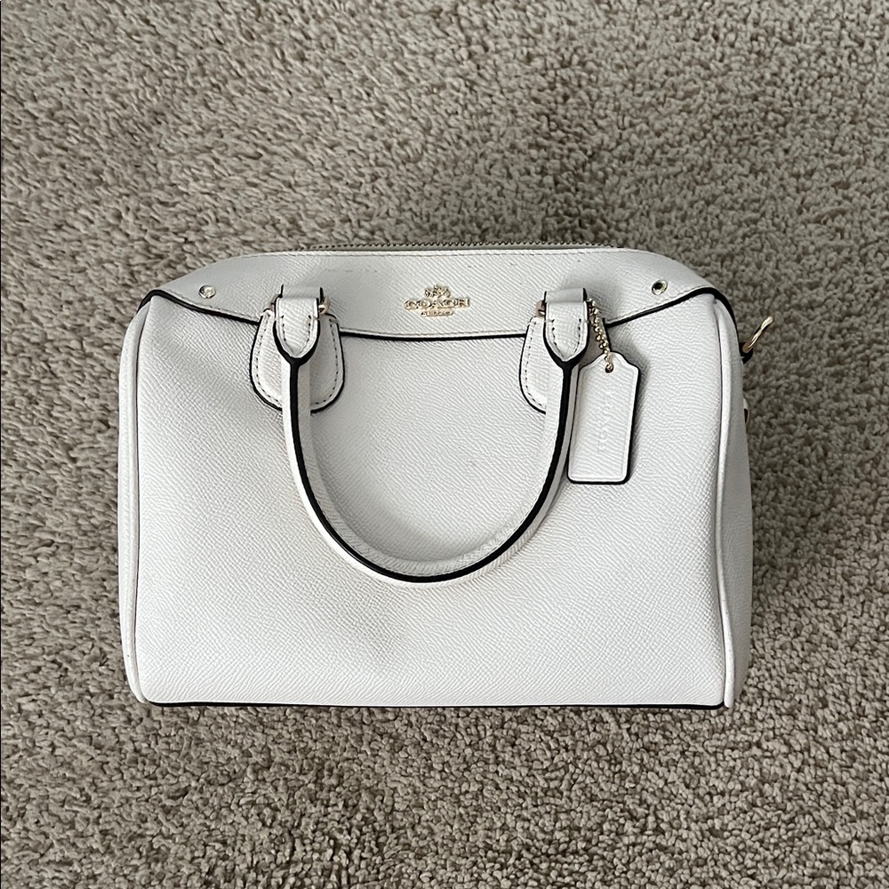 Coach White Leather Satchel with Gold Hardware